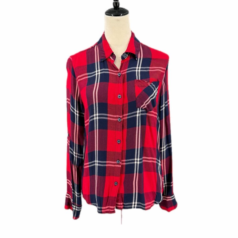 Woolrich Red White Blue Plaid Fall Button Down Flannel Cozycore Cabincore Top